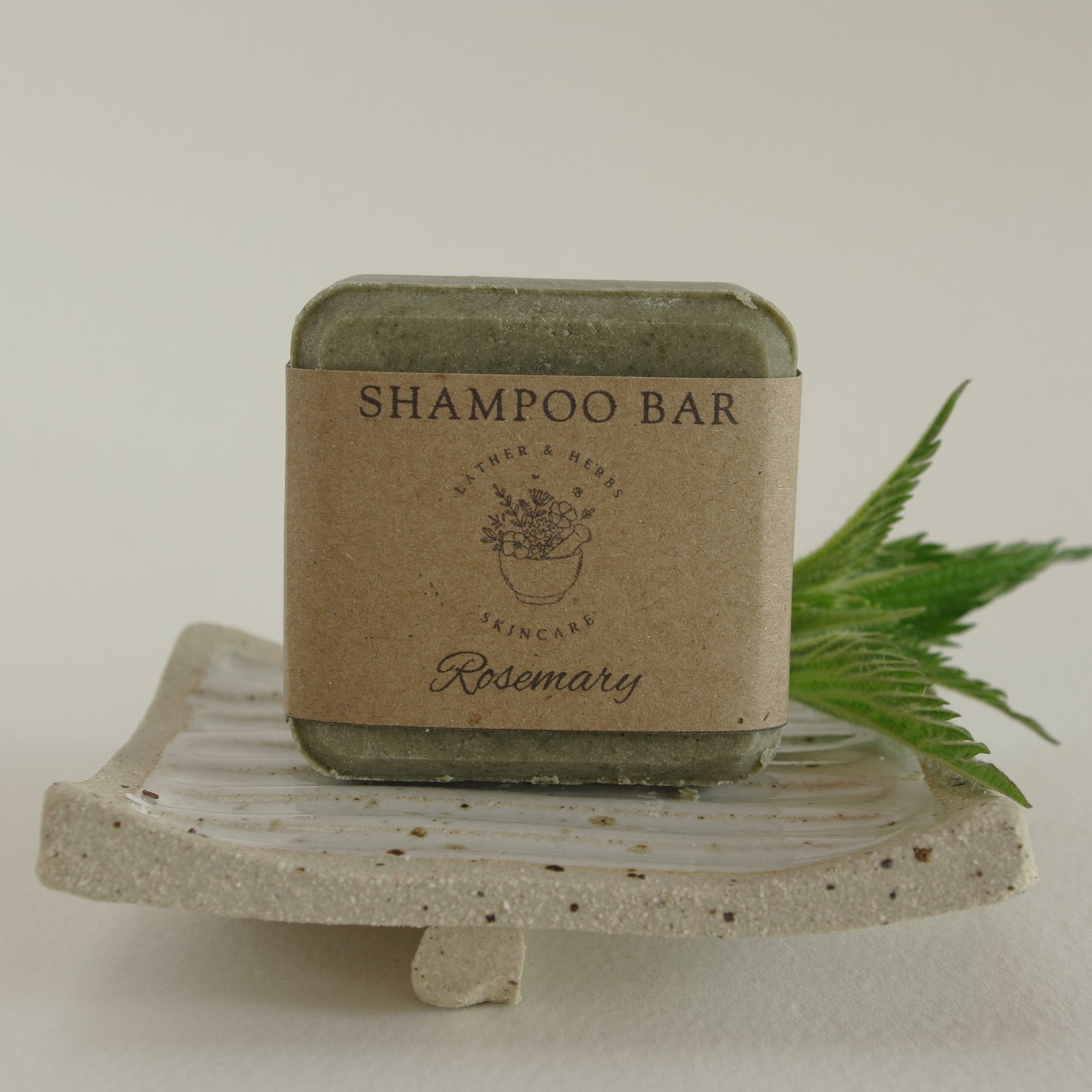 Rosemary Nettle & Horsetail shampoo_bar_with_nettle_new_ceramic dish