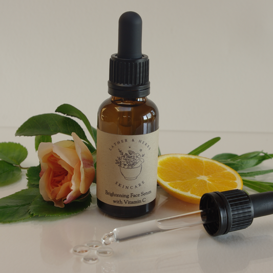 A lightweight, water-based face serum packed with niacinamide, vitamin C, hyaluronic acid, and botanical waters with a rose and a slice of orange